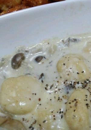 レンジで豆乳キノコスープおからニョッキ♪-レシピのメイン写真