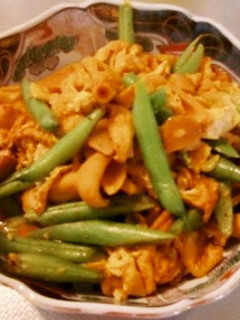 味つけもつといんげんと油揚げの煮びたし-レシピのメイン写真