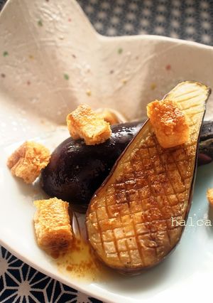 焼きなす　油揚げのサクサククルトン乗せ-レシピのメイン写真