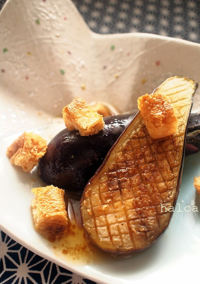 焼きなす　油揚げのサクサククルトン乗せ-レシピのメイン写真