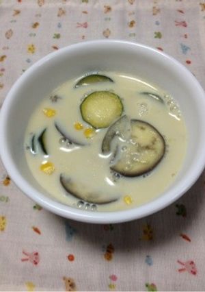 夏野菜の豆乳スープ♩-レシピのメイン写真