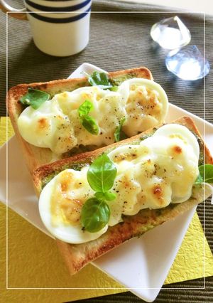 バジルと茹で卵と新玉葱のトースト-レシピのメイン写真