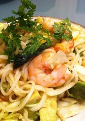 暑い日に♪エビと野菜たくさんのサラダ冷麦-レシピのメイン写真