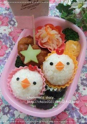 簡単☆にわとりおにぎりのキャラ弁♪-レシピのメイン写真