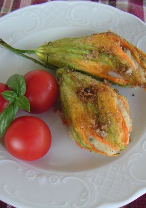 ズッキーニの花のオーブン焼き♪-レシピのメイン写真