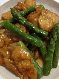 冷凍アスパラと大豆たんぱく照り炒め-レシピのメイン写真