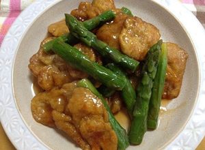冷凍アスパラと大豆たんぱく照り炒め-レシピのメイン写真