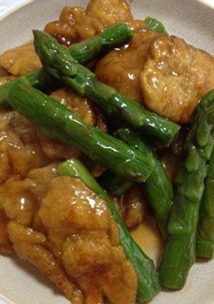 冷凍アスパラと大豆たんぱく照り炒め-レシピのメイン写真