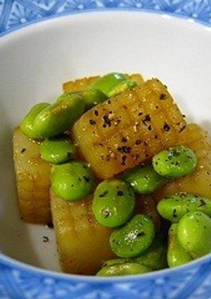 こんにゃくと枝豆のガーリックバタぽん♪-レシピのメイン写真