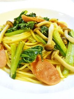 たっぷり小松菜の簡単和風スパゲティ♪-レシピのメイン写真