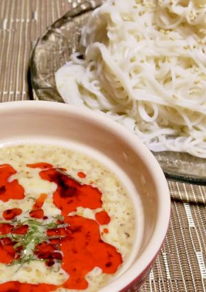食べるラー油入り！クリーミー豆乳そうめん-レシピのメイン写真