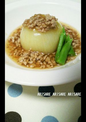 まるごと玉ねぎ×甘ーいひき肉あんかけ-レシピのメイン写真