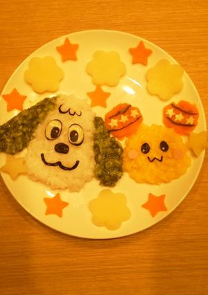 祝1歳うーたんとワンワンお誕生日プレート-レシピのメイン写真