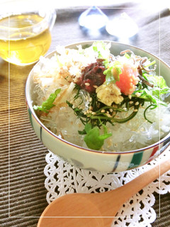 おかひじき×梅たらこの冷やし茶漬け-レシピのメイン写真