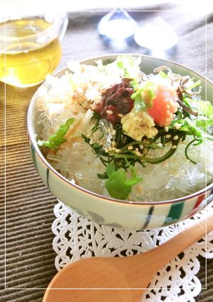 おかひじき×梅たらこの冷やし茶漬け-レシピのメイン写真