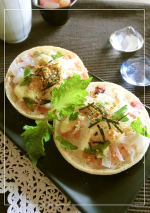 梅・たらこ×新玉葱のトースト-レシピのメイン写真