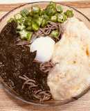 アカモクとオクラとトロロの十割蕎麦