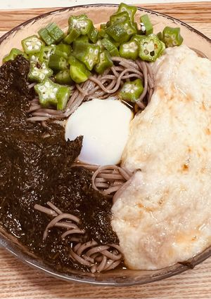 アカモクとオクラとトロロの十割蕎麦-レシピのメイン写真