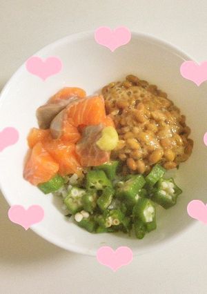 暑い日にも！簡単ネバネバ＆サーモンごはん-レシピのメイン写真