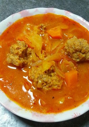 ジューシー肉団子のトマト煮込みスープ♡-レシピのメイン写真