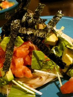 サーモンとアボカドのわさび醤油冷製パスタ-レシピのメイン写真