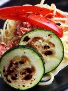 焼き野菜とクリームサーモンのパスタ-レシピのメイン写真