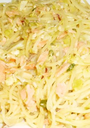 鮭とキャベツのマヨにんにくスパゲッティ-レシピのメイン写真