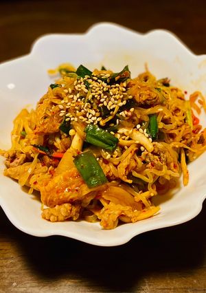 ワンパン、しらたきの豚キムチ！-レシピのメイン写真