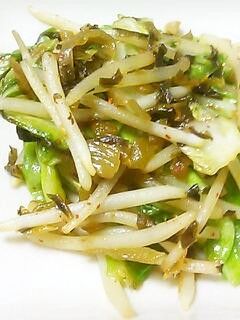 包丁いらず!キャベツともやしの高菜炒め-レシピのメイン写真