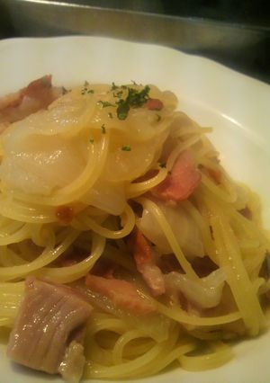新玉ねぎとベーコンのスパゲティ-レシピのメイン写真