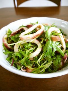ボイルイカと水菜の酢みそ和え♪-レシピのメイン写真