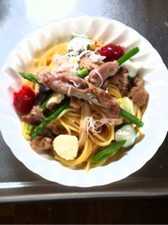 肉巻きアスバラガスと鮪の和風パスタ-レシピのメイン写真