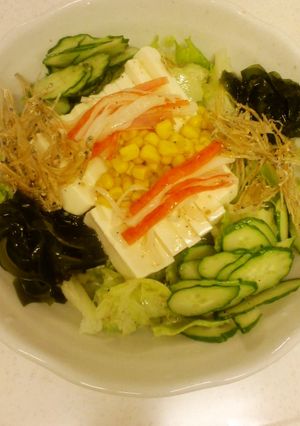 夏さっぱり！かにかま豆腐じゃこのサラダ♪-レシピのメイン写真