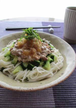 おろし納豆ぶっかけ素麺✿マヨポン味-レシピのメイン写真