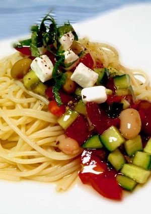 彩り野菜となっとう昆布の冷製パスタ-レシピのメイン写真