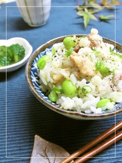 焼き鳥(缶詰)・梅・枝豆の混ぜご飯-レシピのメイン写真