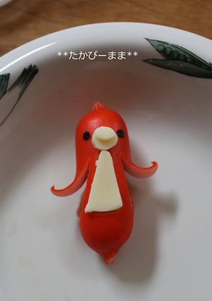 赤ウインナーｄｅぺんぎん♪　キャラ弁-レシピのメイン写真