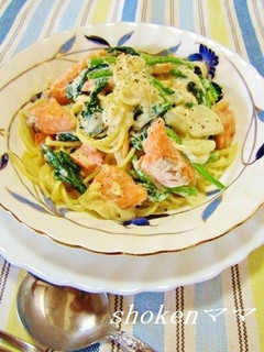 サーモンとほうれん草の味噌クリームパスタ-レシピのメイン写真