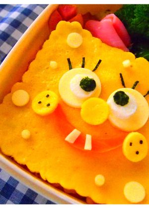 キャラ弁：簡単スポンジボブ-レシピのメイン写真