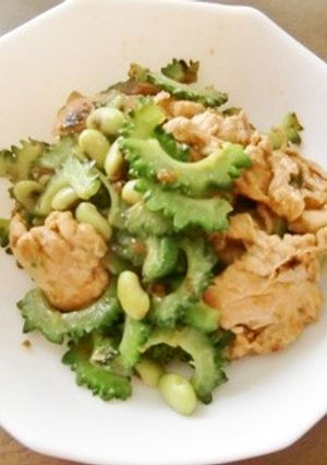 味付た豚肉と、ゴーヤ・枝豆のチャンプルー-レシピのメイン写真