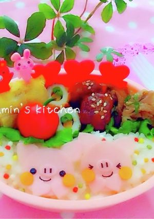 キャラ弁＊ハムで簡単＊ぶたさん弁当-レシピのメイン写真