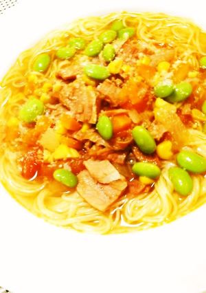 彩り鮮やかなミネストローネ風スープパスタ-レシピのメイン写真