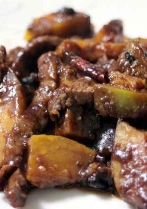 ビタミンＥ〜かぼちゃと牛肉の中華味噌炒め-レシピのメイン写真
