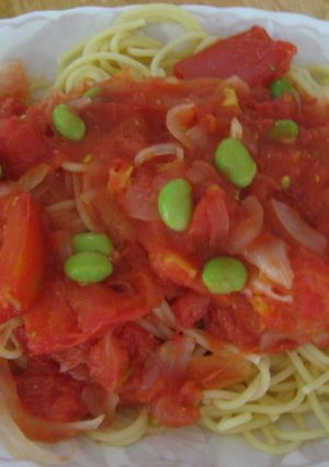 簡単トマトベースの野菜のスパゲティ-レシピのメイン写真
