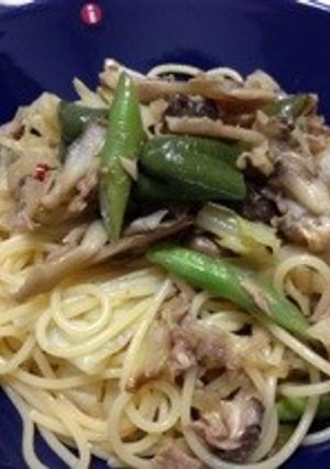 20120628きゃべつときのこのパスタ-レシピのメイン写真