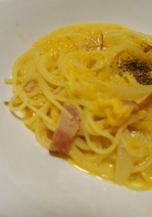 カボチャの豆乳ポタージュパスタ-レシピのメイン写真