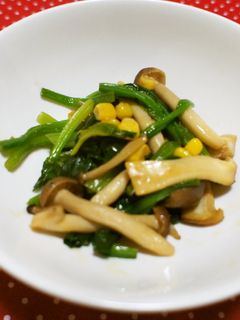 簡単!ほうれん草ときのこのバター醤油炒め-レシピのメイン写真
