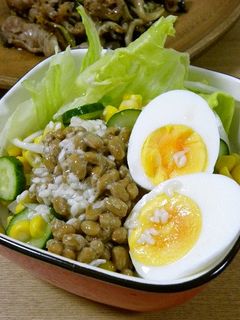 納豆の塩麹ドレッシングサラダ-レシピのメイン写真
