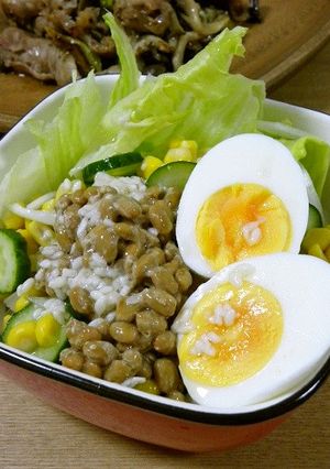 納豆の塩麹ドレッシングサラダ-レシピのメイン写真