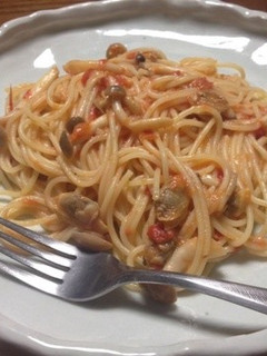 あさりとシメジのトマトソースパスタ-レシピのメイン写真